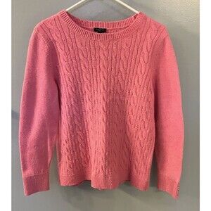 Talbots Petite Womens Cable Knit Pink Speckled Sweater Size LP